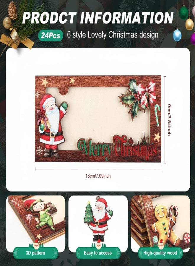 DoubleFill مجموعة هدايا عيد الميلاد من دبل فيل، 24 قطعة، تتضمن حاملات نقود وبطاقات، صندوق خشبي لبطاقات عيد الميلاد، مزين برسومات غزال وسانتا كلوز وقزم، مثالية لتزيين حفلات عيد الميلاد، متوفرة بستة أشكال. - Image 2